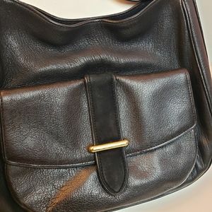 Kate Spade Classic Black Leather Suede Silver Accent Designer Shoulder Bag